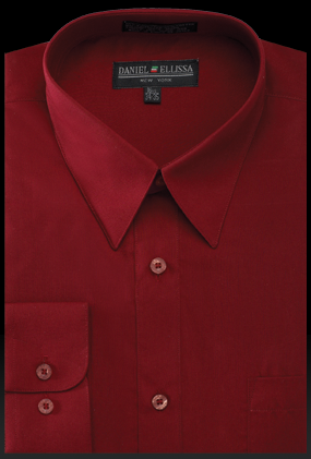 Men’s Regular Fit Basic Dress Shirt in Burgundy