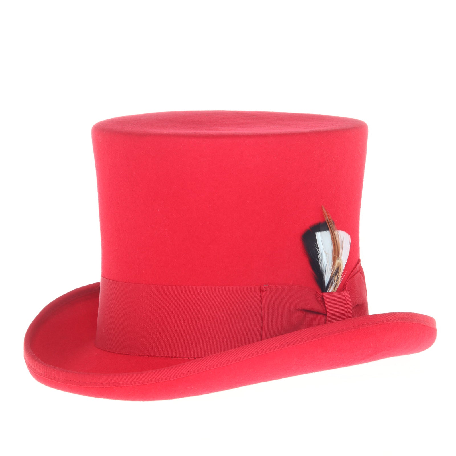 Men’s Tall 100% Wool Dress Top Hat in Red