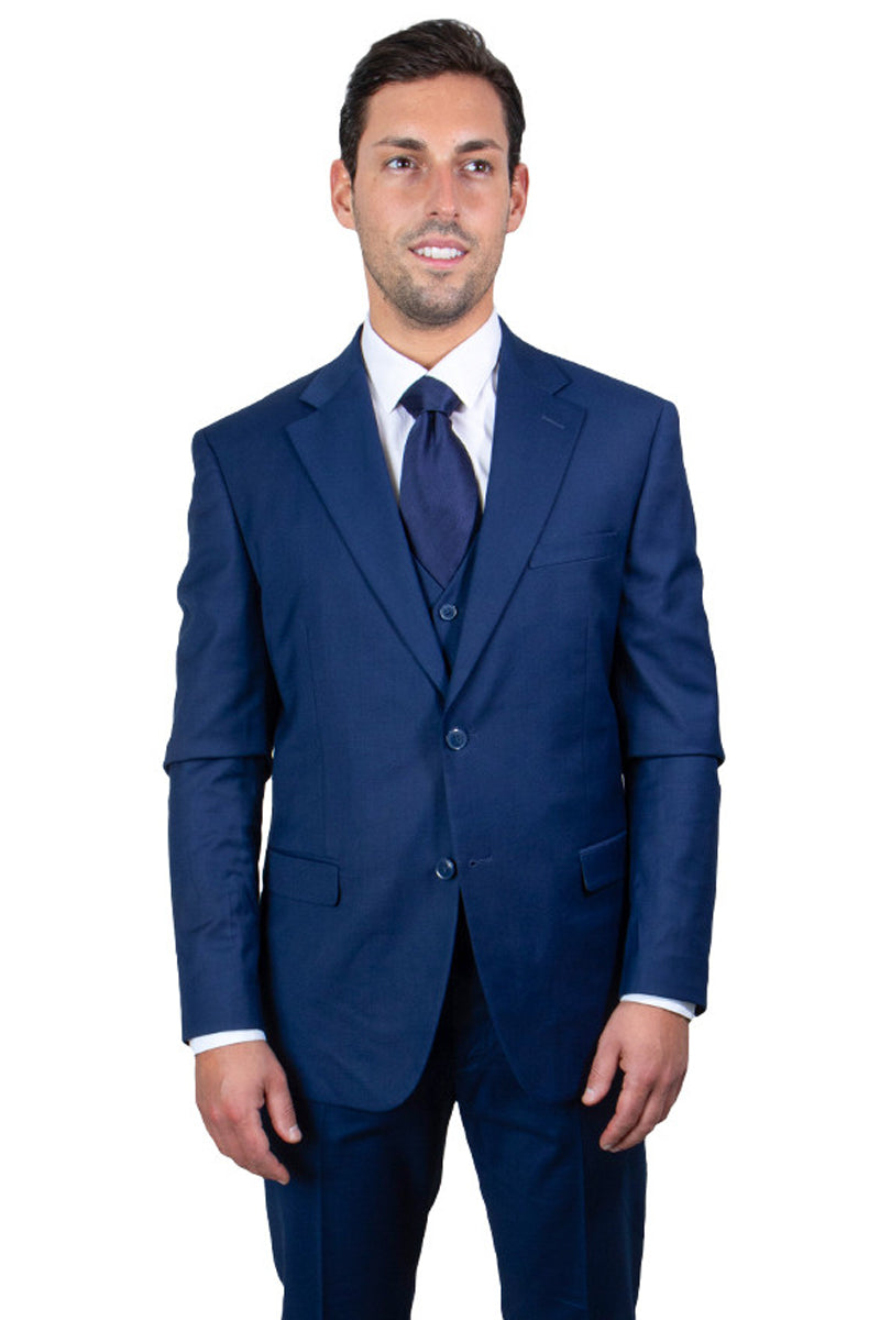 Men’s Two Button Vested Stacy Adams Basic Suit in Indigo Blue