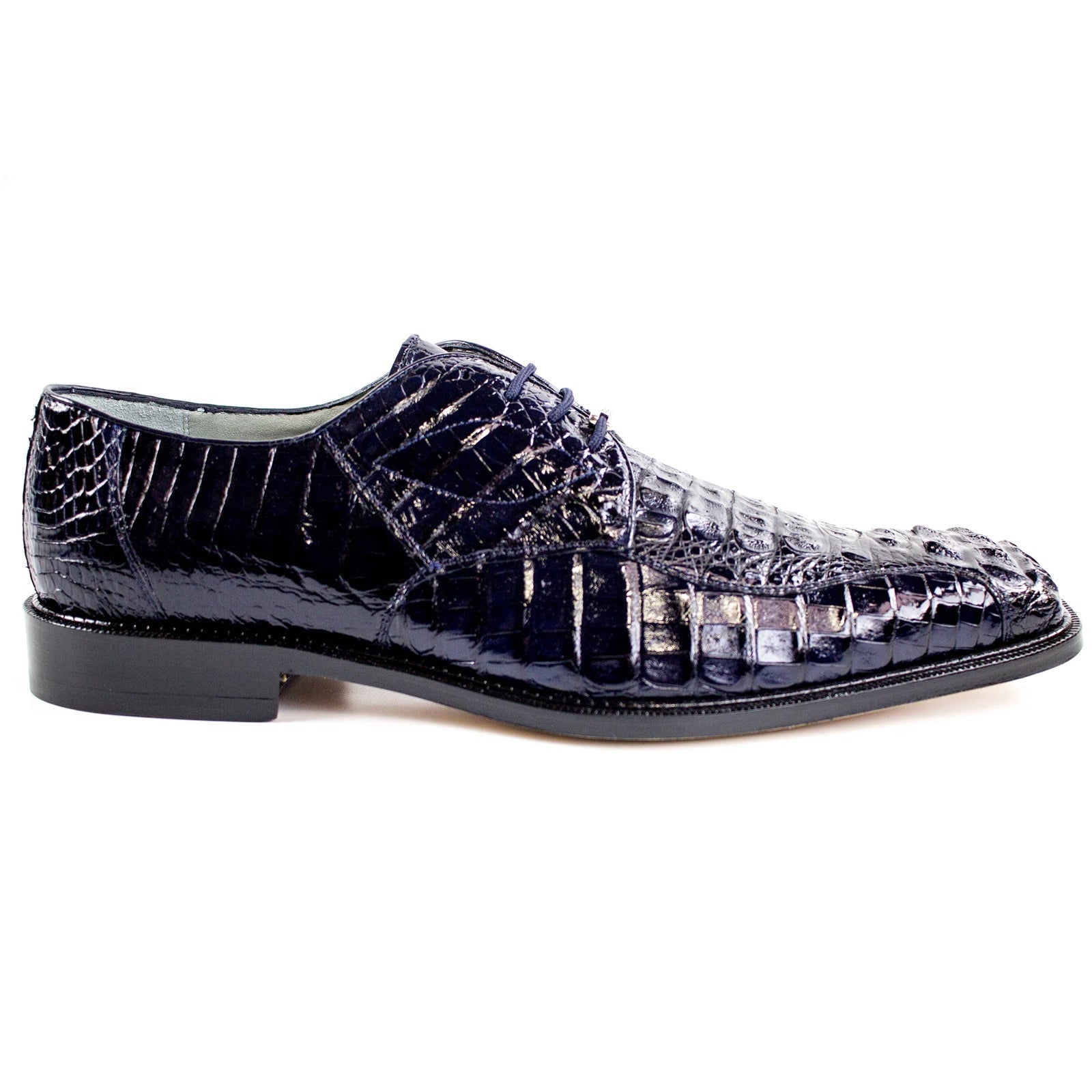 Men’s Belvedere Chapo Hornback Caiman Crocodile Dress Shoe in Navy