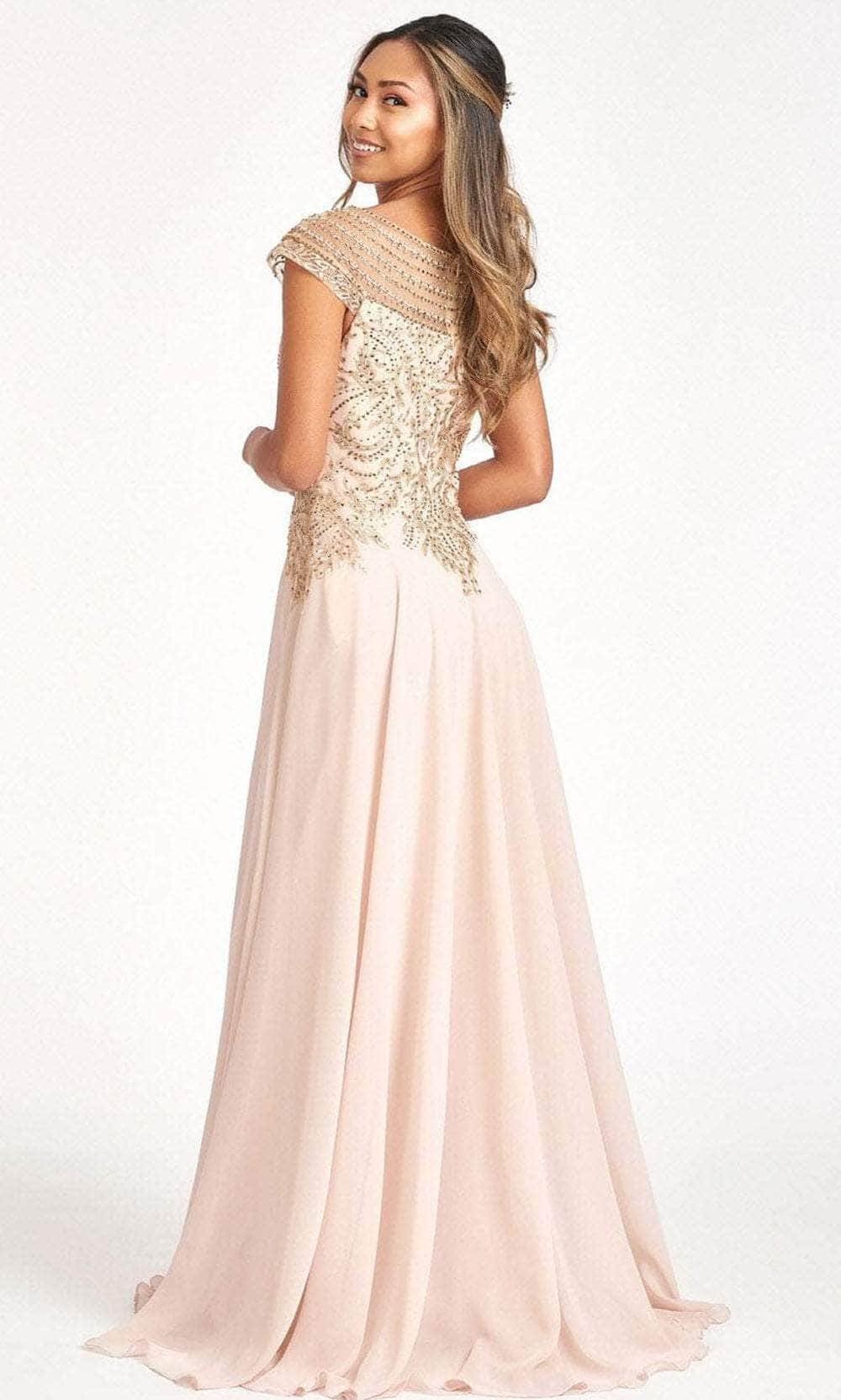 Embroidered Scoop Formal Gown