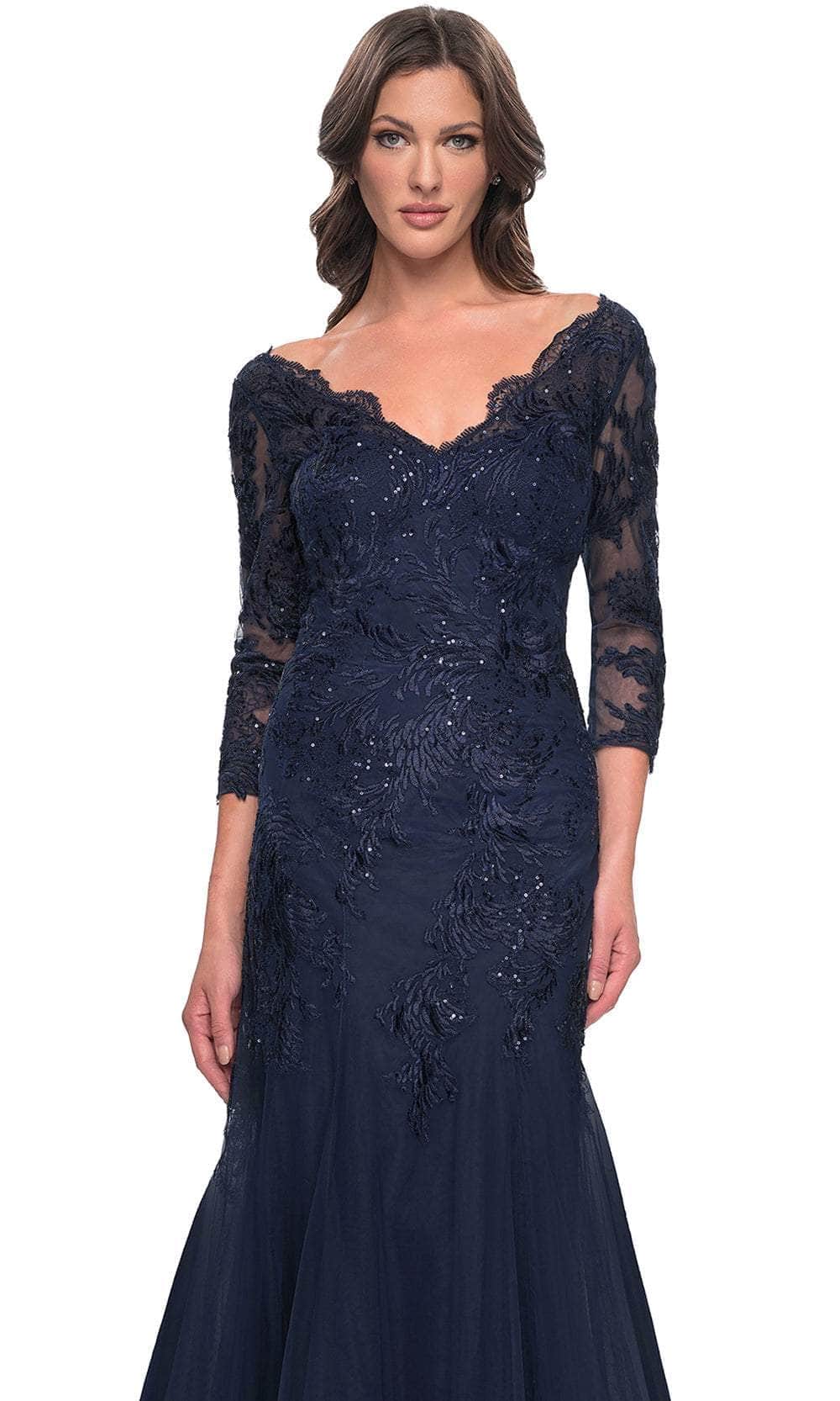 Quarter Sleeve Sequin Lace Formal Dress