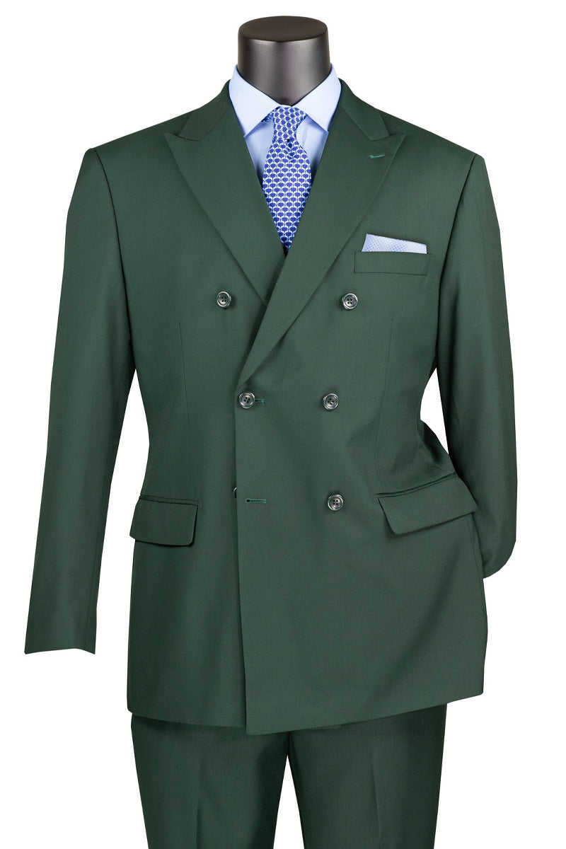 Men’s Classic Double Breasted Suit in Hunter Green