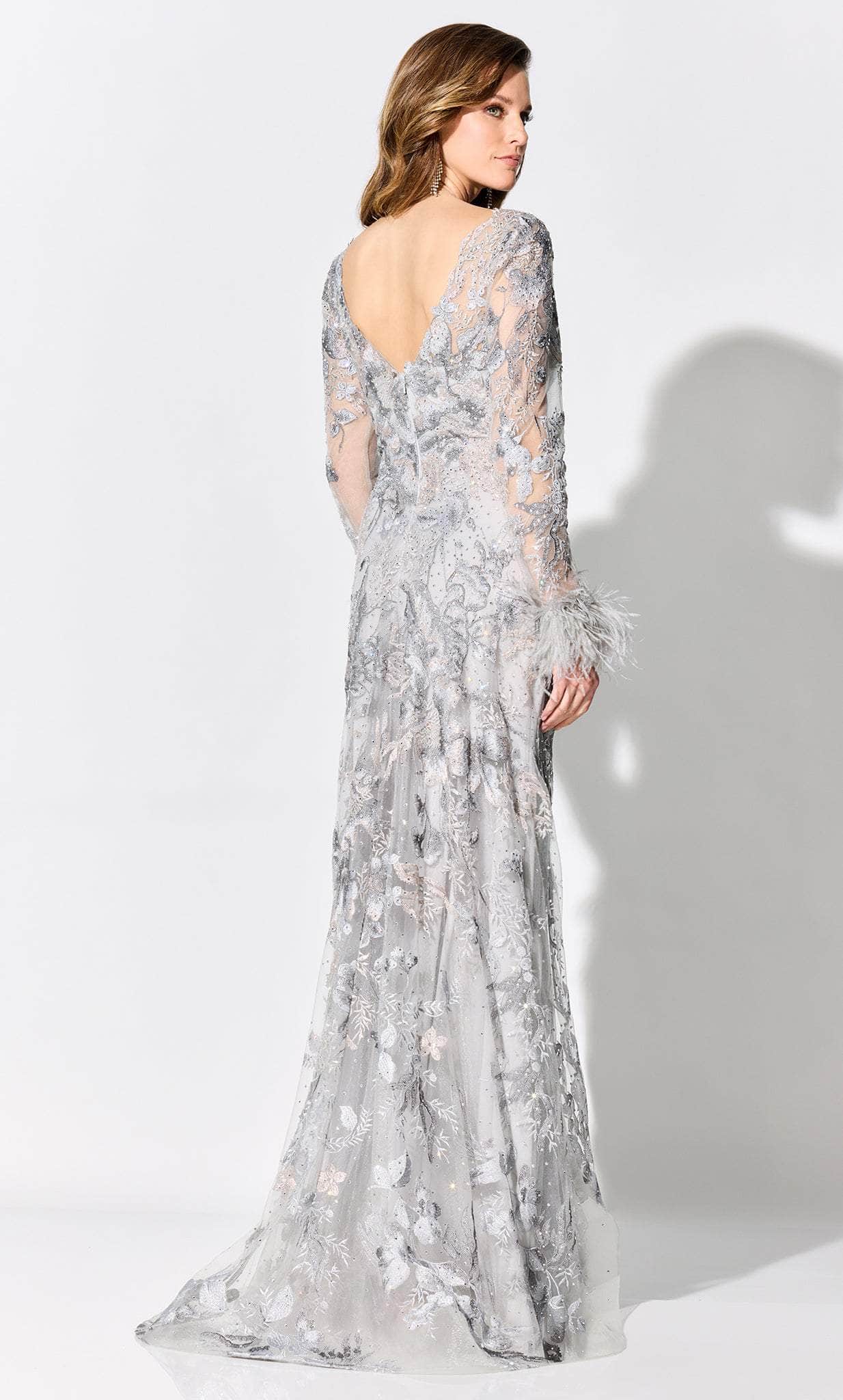 Embroidered A-Line Evening Gown