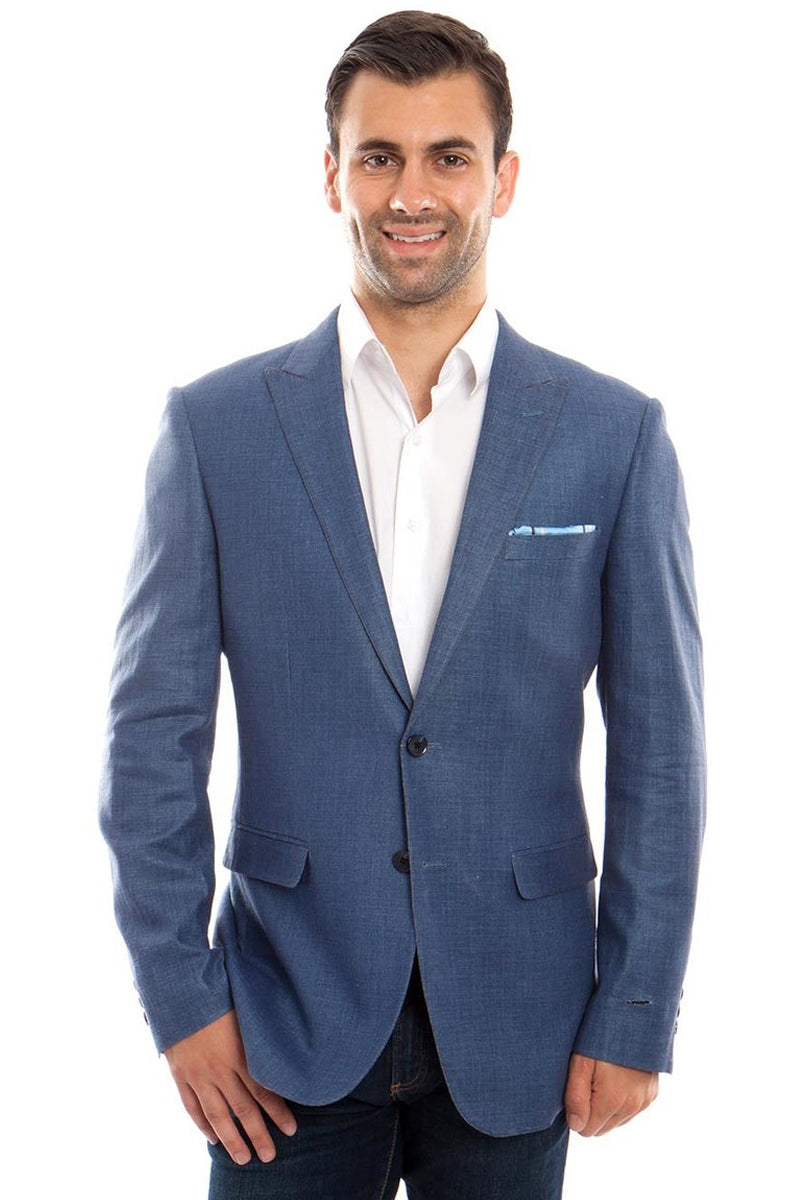 Men’s Two Button Summer Linen Blazer in Blue