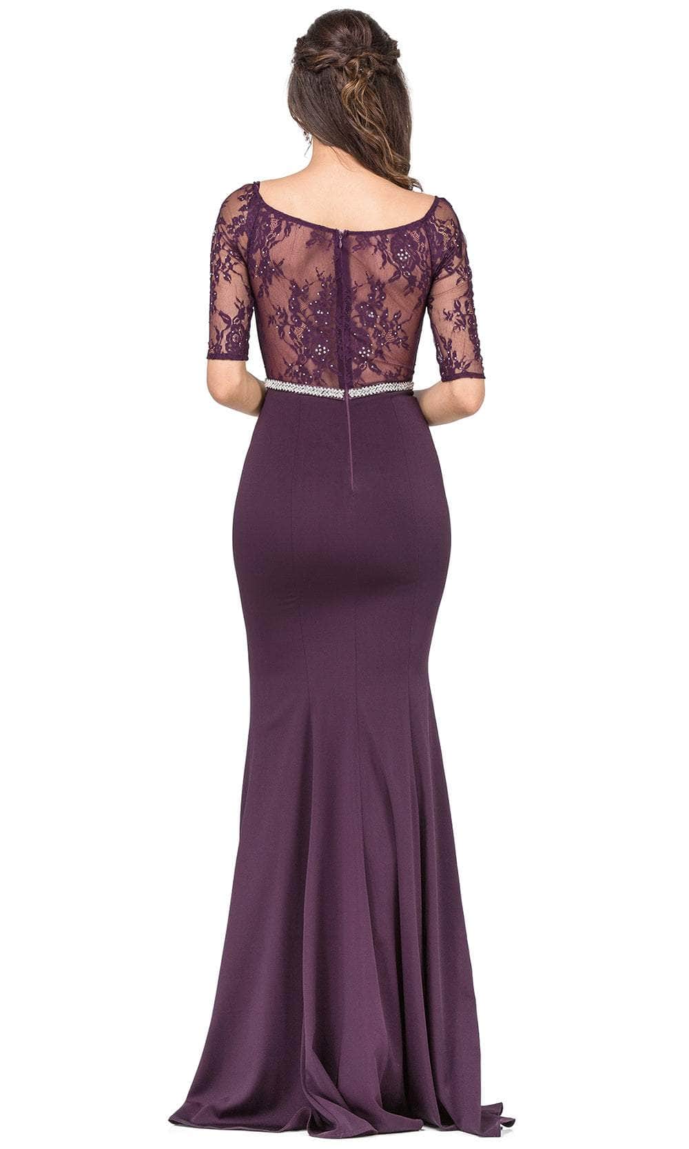 Bateau Neck Lace Prom Gown