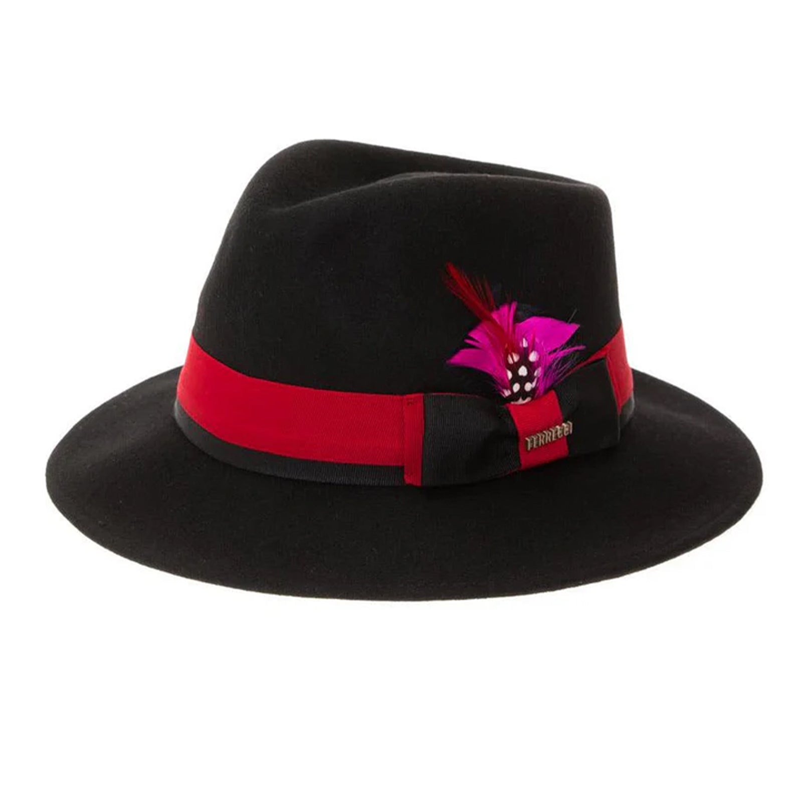 Men’s Classic Two Tone Fedora Dress Hat in Black & Red