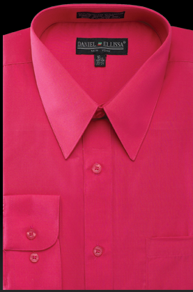 Men’s Regular Fit Basic Dress Shirt in Fuchsia Pink