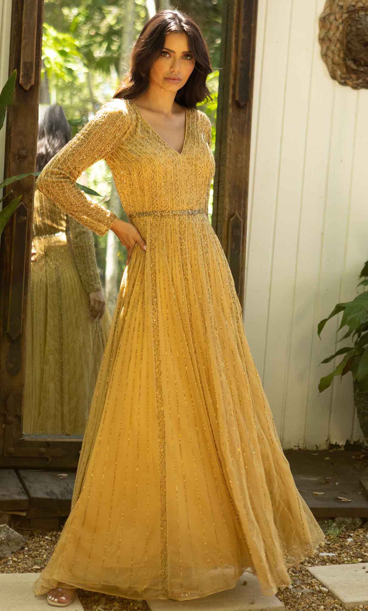 Modest Long Sleeve A-line Gown