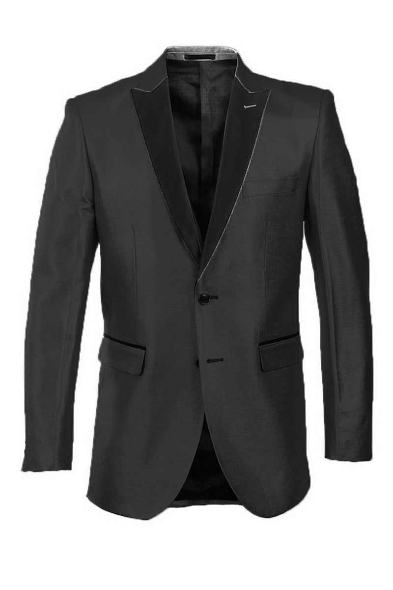 Men’s Slim Fit Shiny Satin Tuxedo Blazer in Black