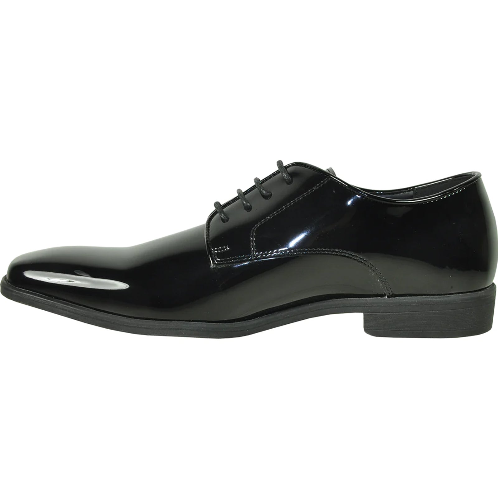 Mens Shiny Patent Plain Toe Tuxedo Dress Shoe in Black