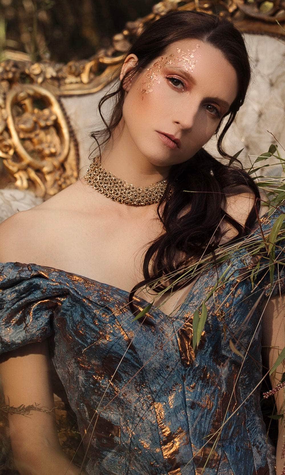 66721 Ruched Cap Sleeve Jacquard Mermaid Gown