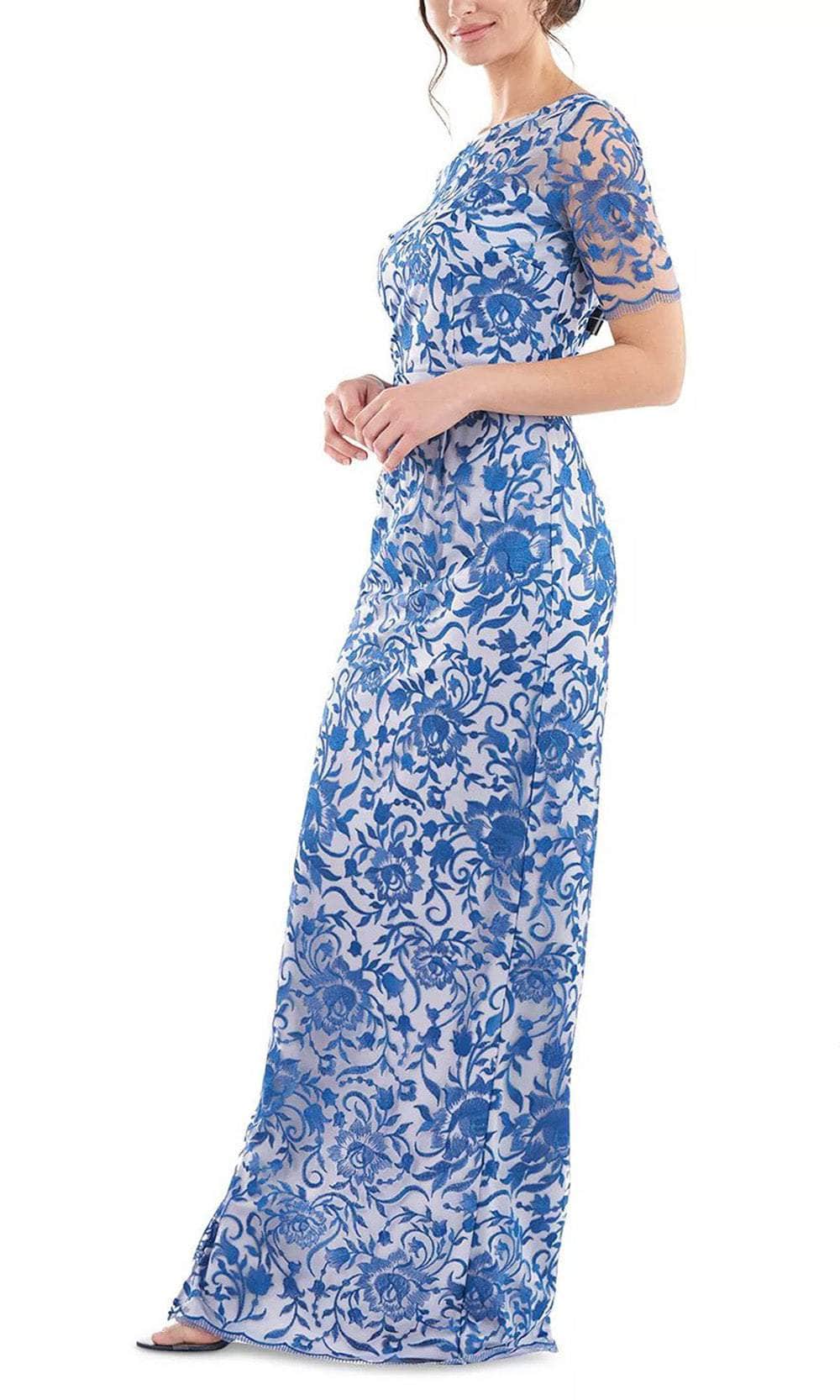 Bateau Side Slit Evening Gown
