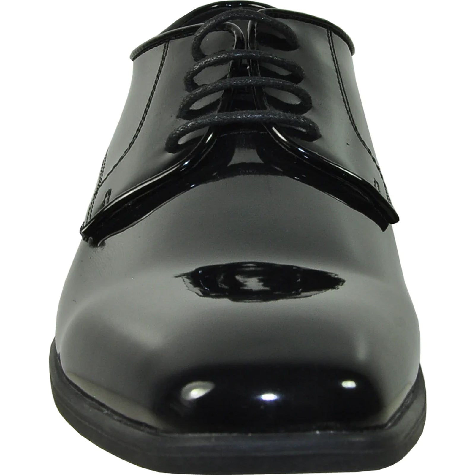 Mens Shiny Patent Plain Toe Tuxedo Dress Shoe in Black