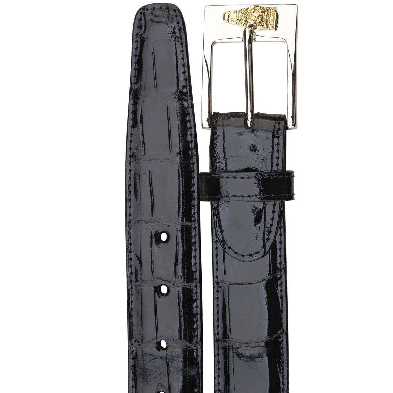 Men’s Belvedere Genuine American Alligator Dress Belt in Black