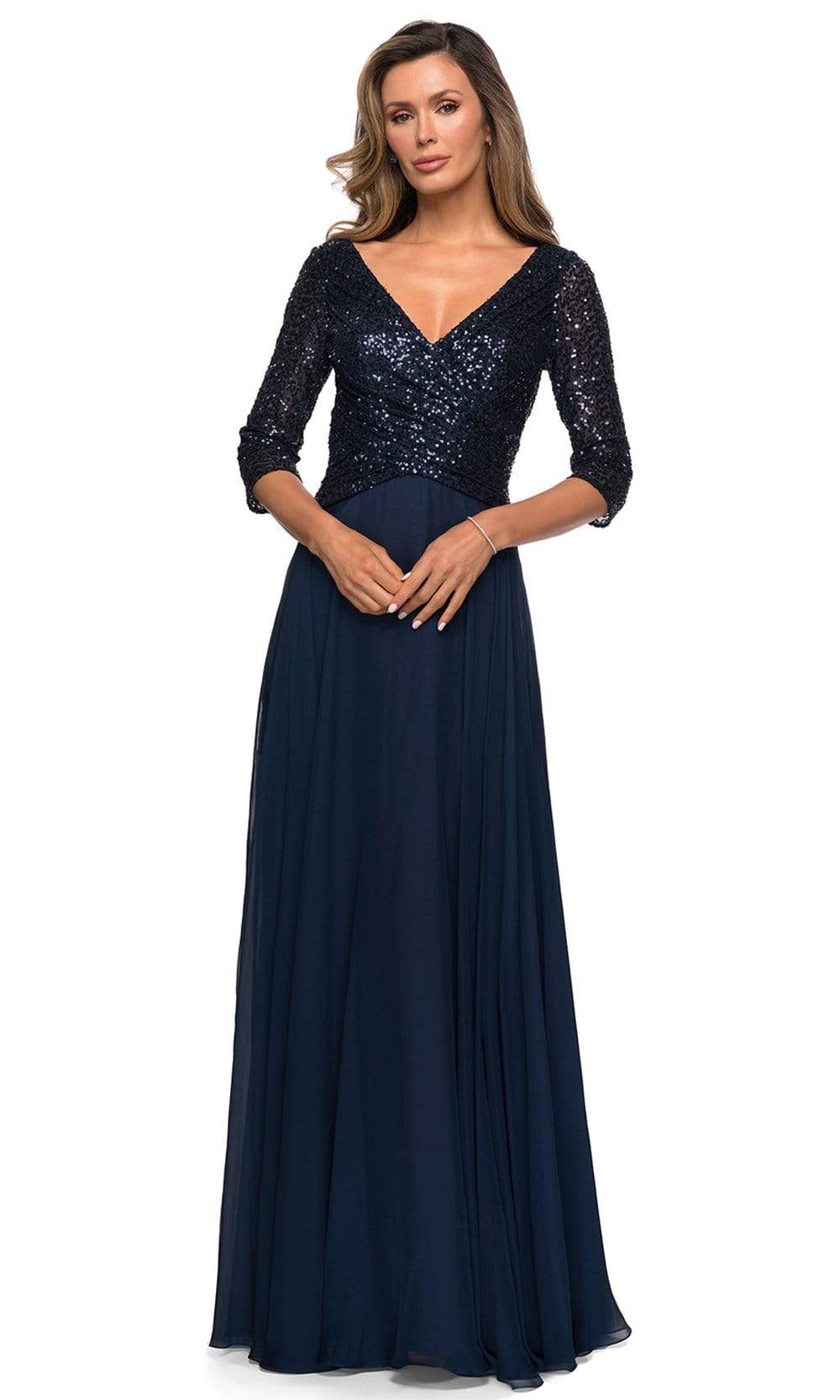 27998 V-Neck A-Line Mother of the Groom Long Gown