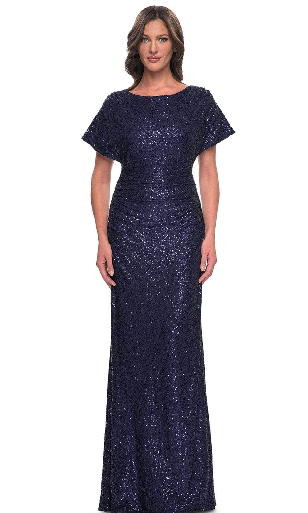 Dolman Sleeve Sequin Evening Dress