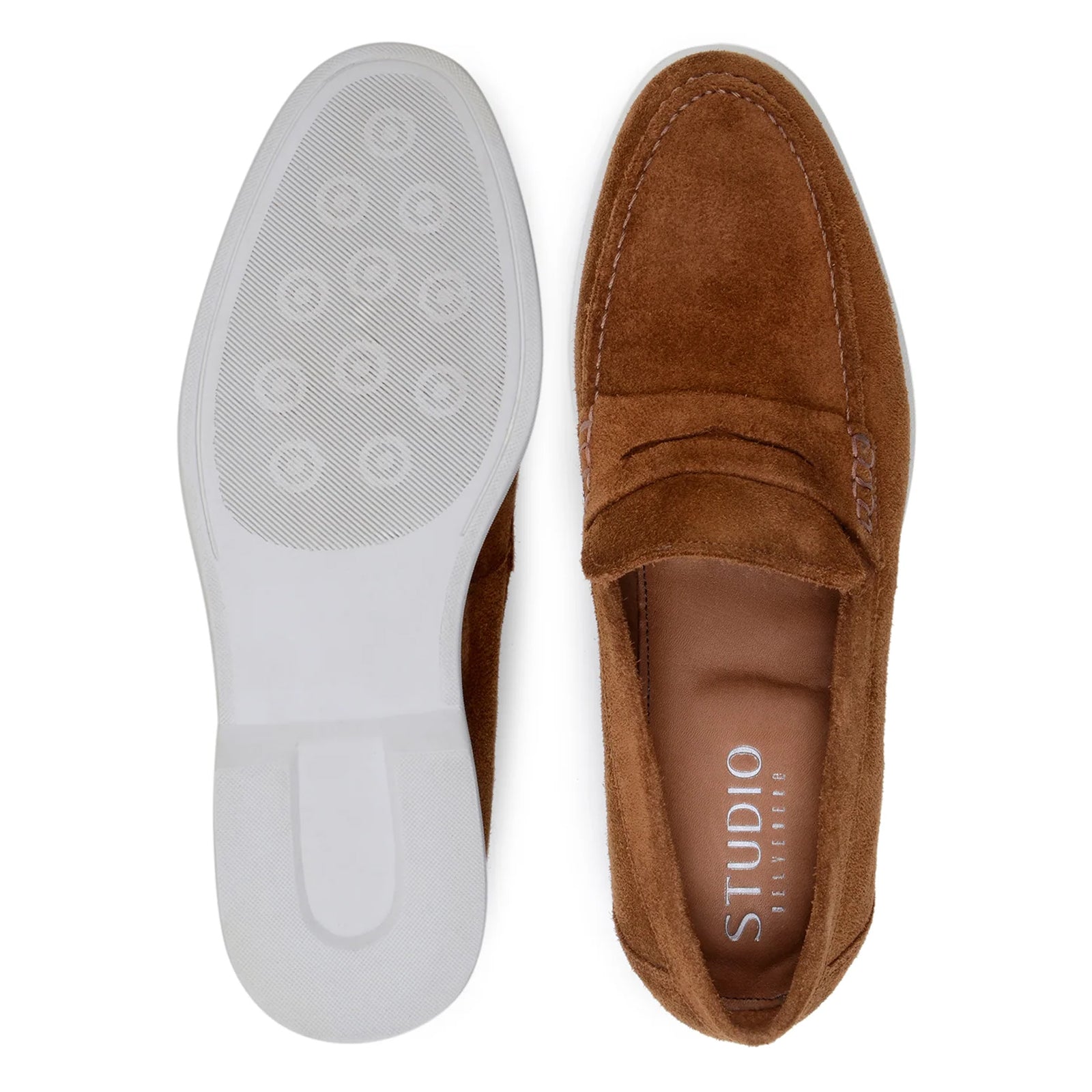 Men’s Belvedere Niko Italian Suede Casual Slip on Penny Loafer in Bourbon