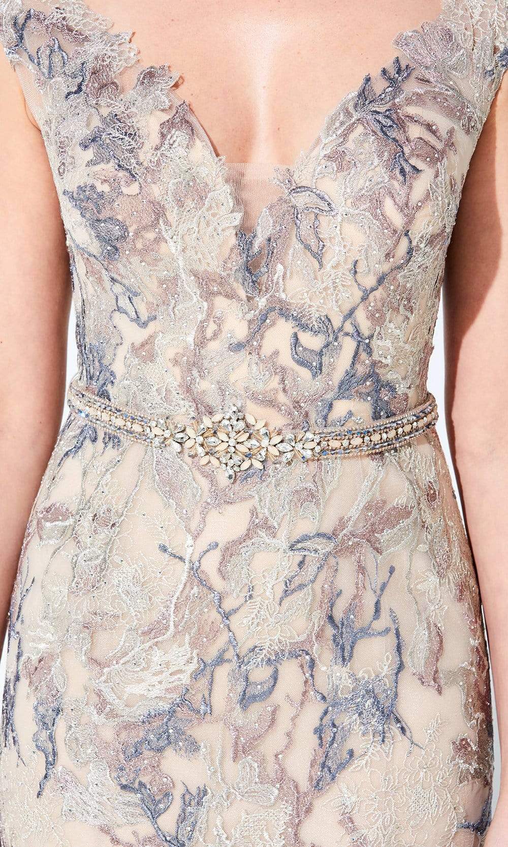 220D23 Embroidered Sheath Gown