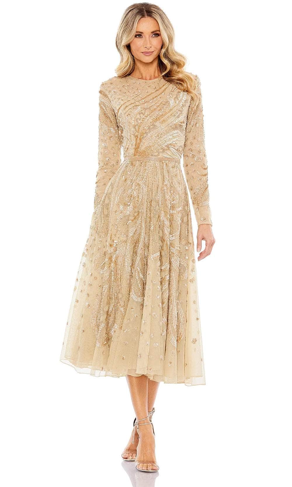 Long Sleeve Embellished Cocktail Dress