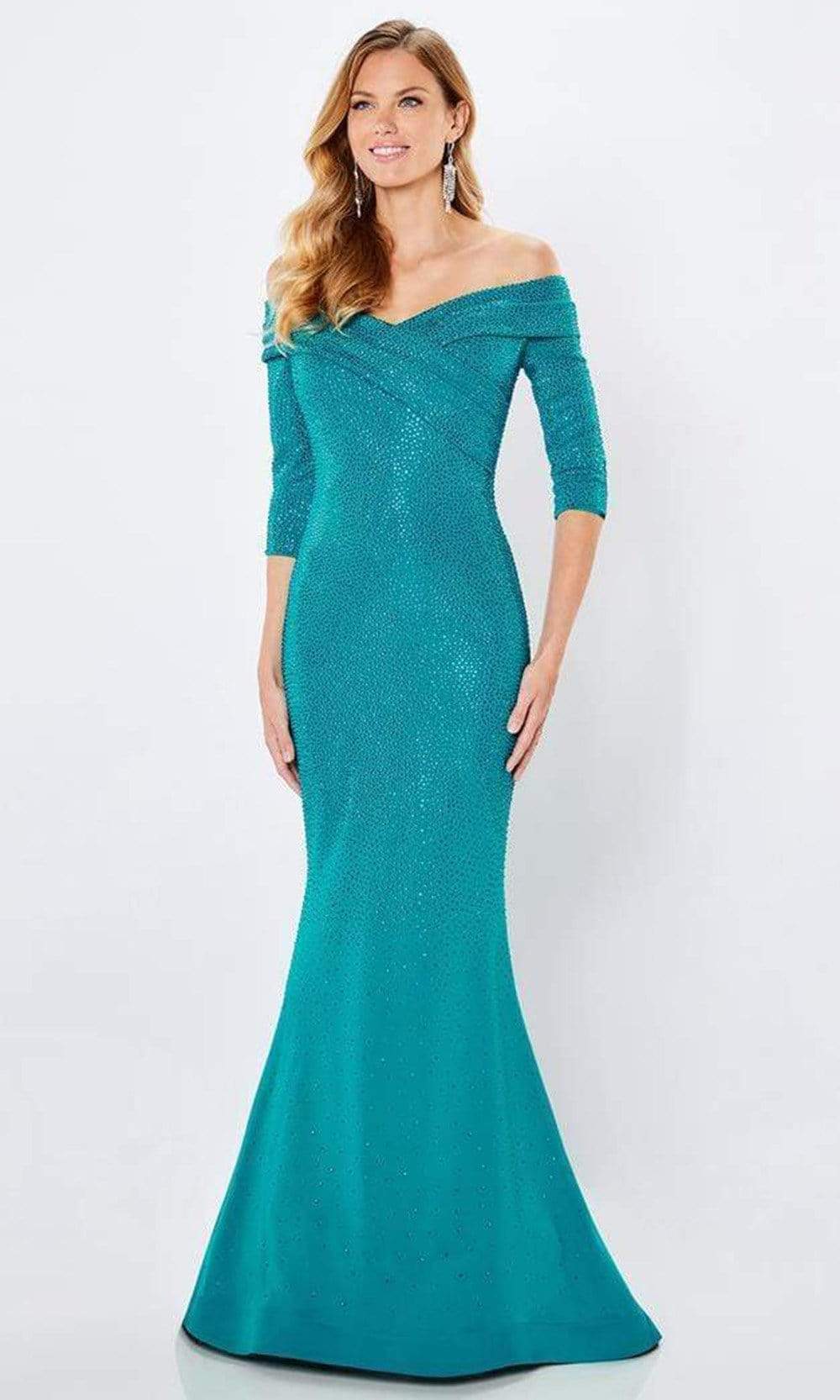 221970 Off-Shoulder Sparkle Beaded Mermaid Gown