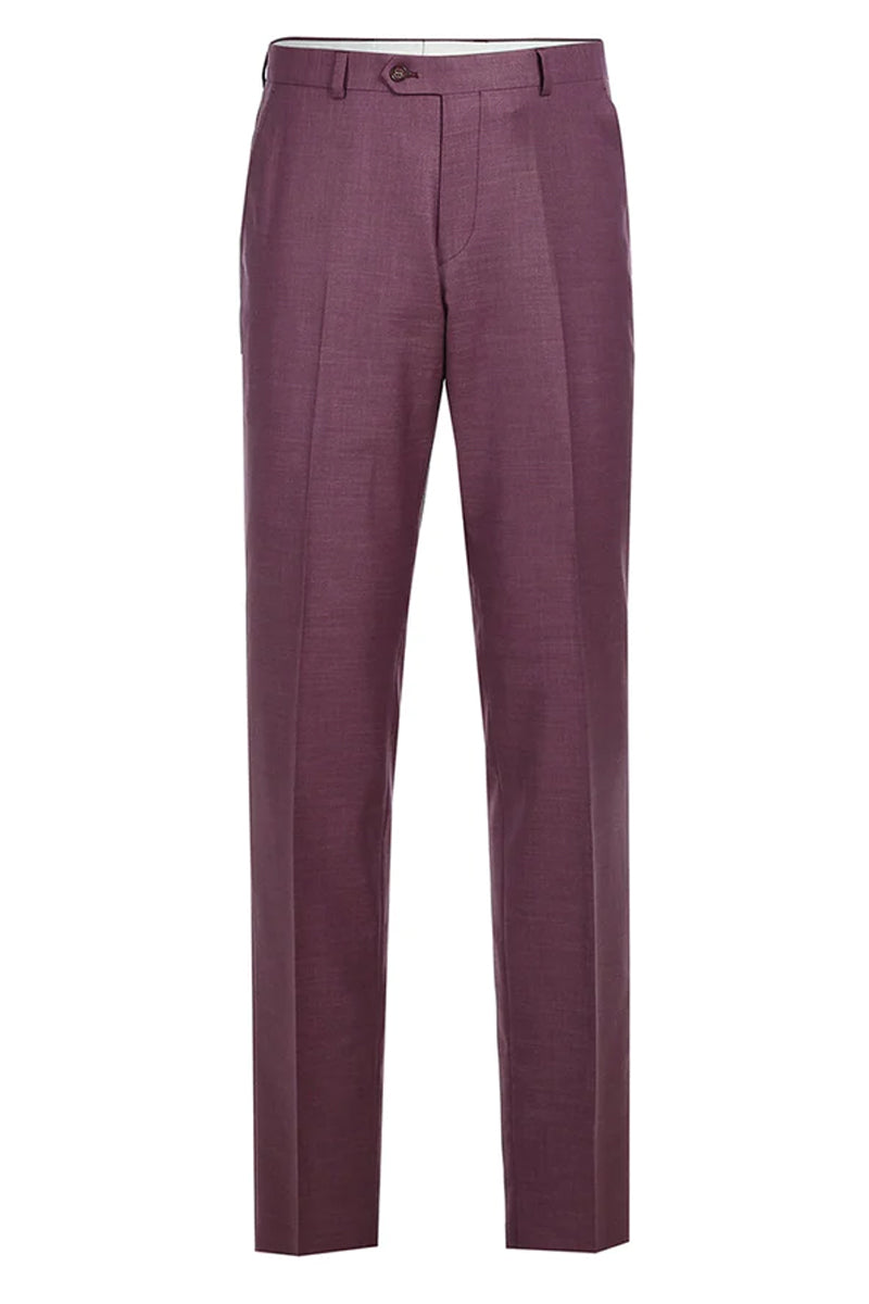 Mens Two Button Slim Fit Two Piece Suit in Burgundy Berry Mauve