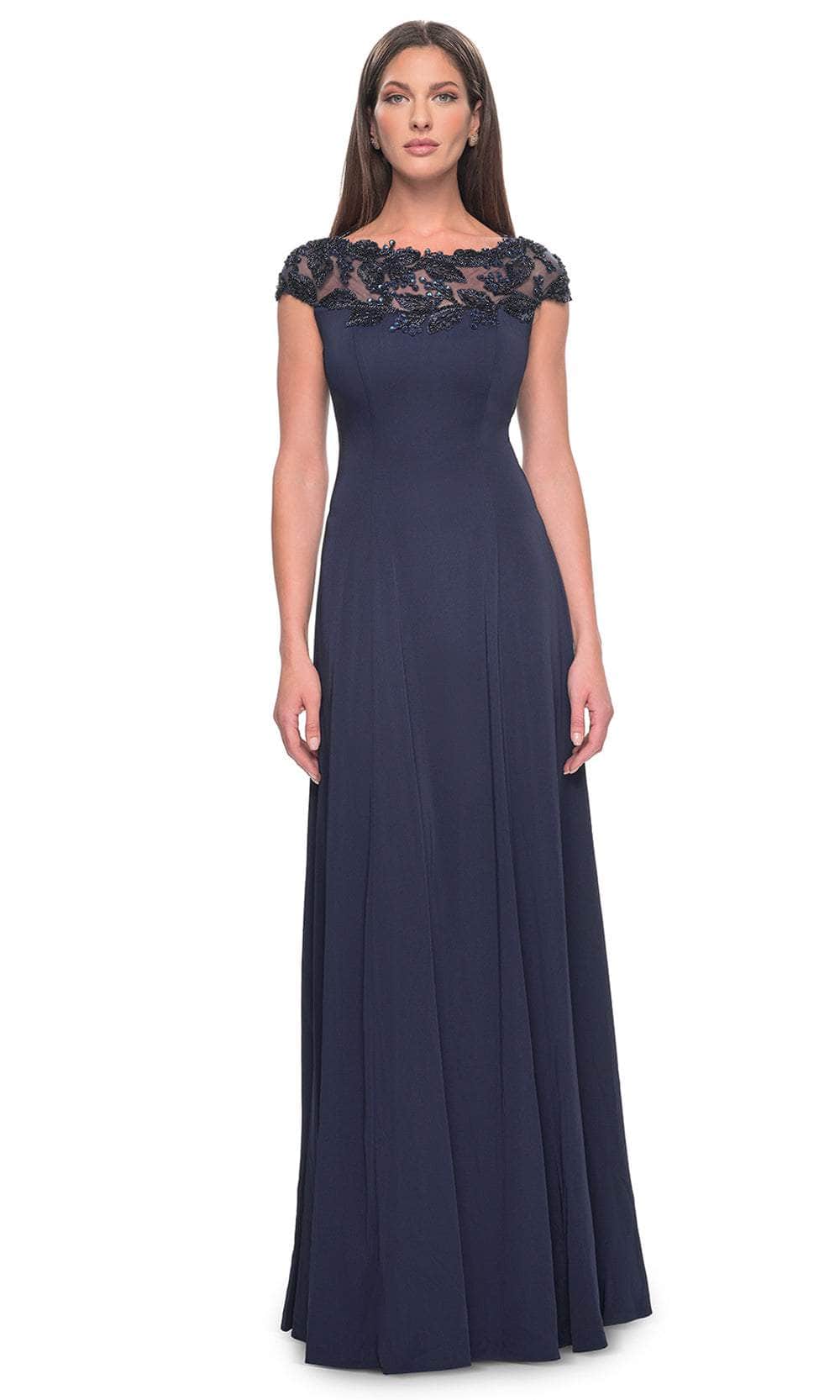 Cap Sleeve Applique Evening Dress