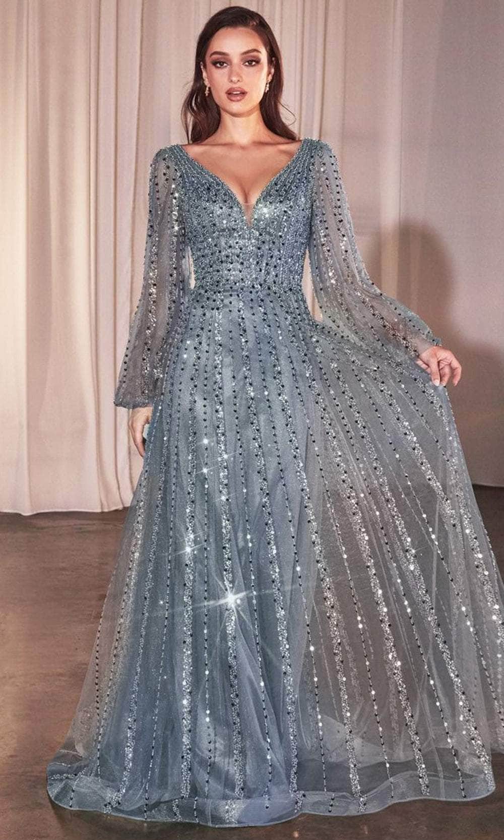 Sheer Bishop Sleeve Evening Gown