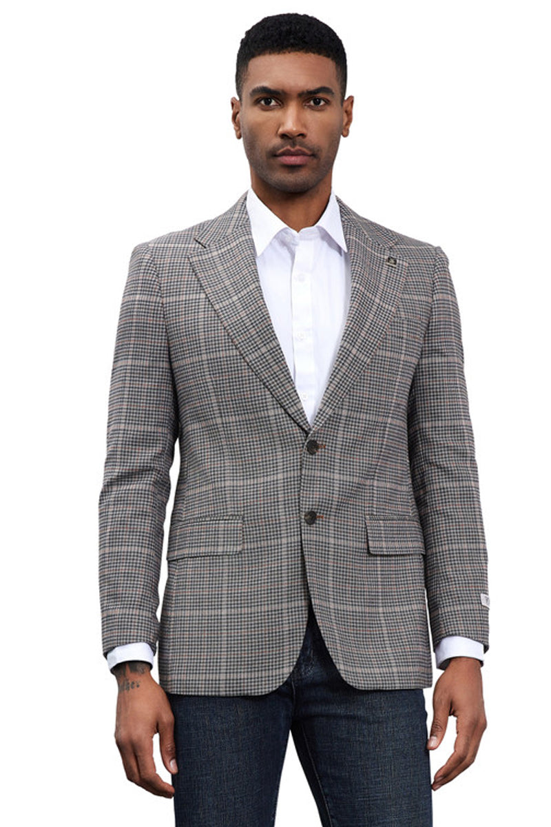 Men’s Stacy Adams Modern Fit Business Sport Coat Blazer in Charcoal Grey Plaid