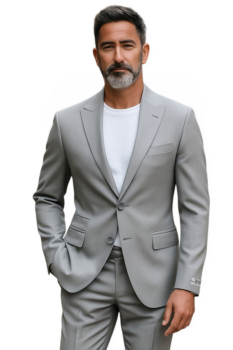 Men’s Stacy Adams Basic Slim Fit Wedding & Business Suit in Light Grey