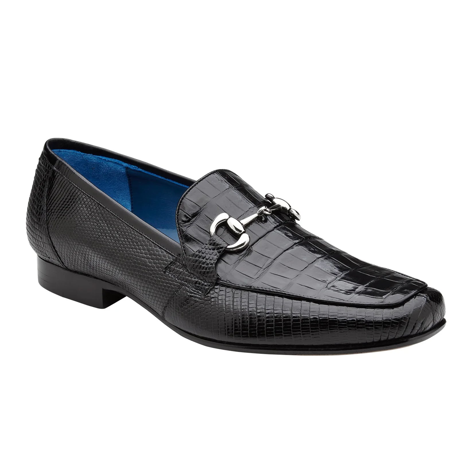 Men’s Belvedere Udine Crocodile & Lizard Buckle Dress Loafer in Black