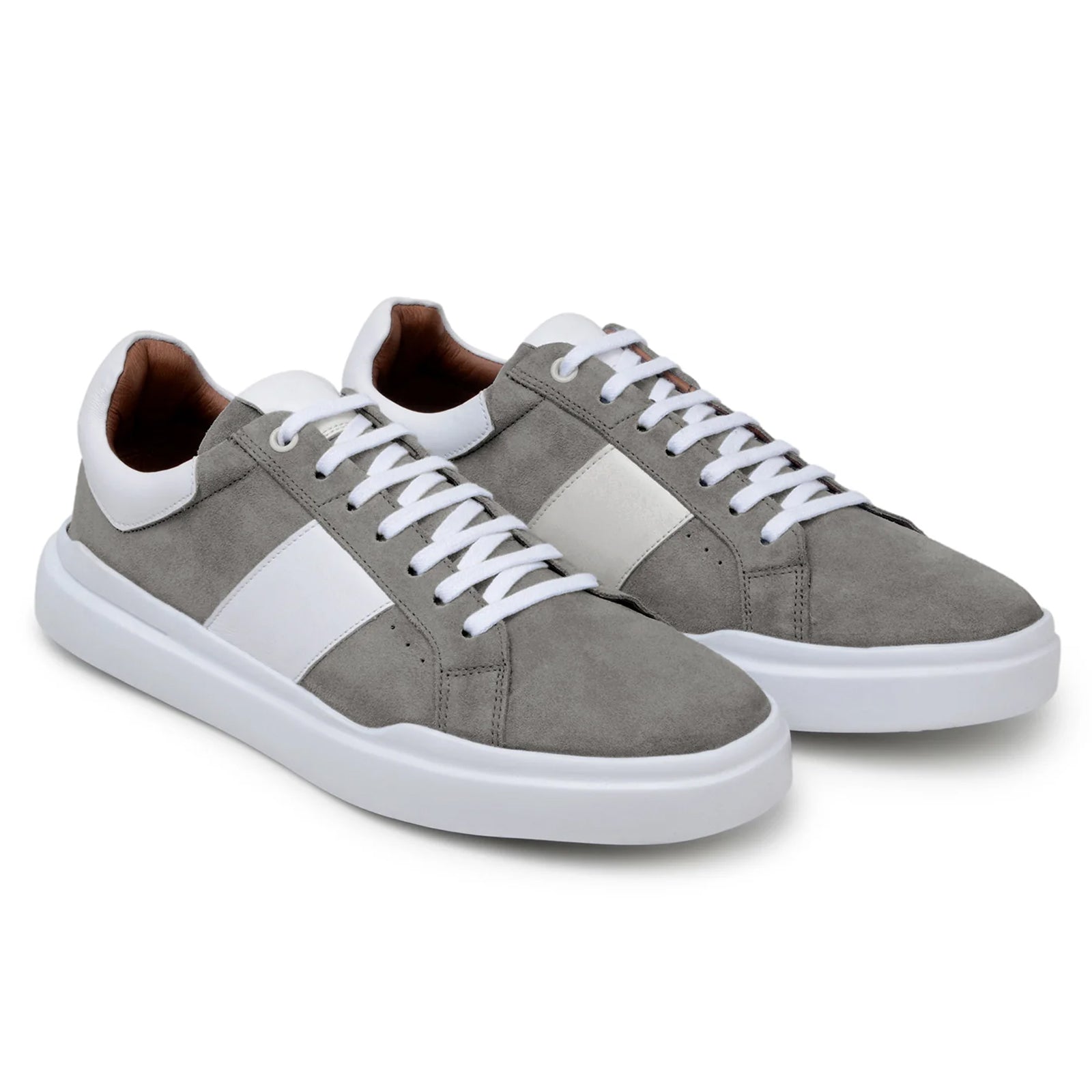 Men’s Belvedere Olivier Suede Tennis Shoe in Grey & White