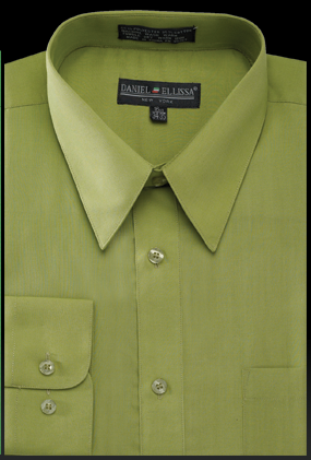 Men’s Regular Fit Basic Dress Shirt in Dark Lime Green