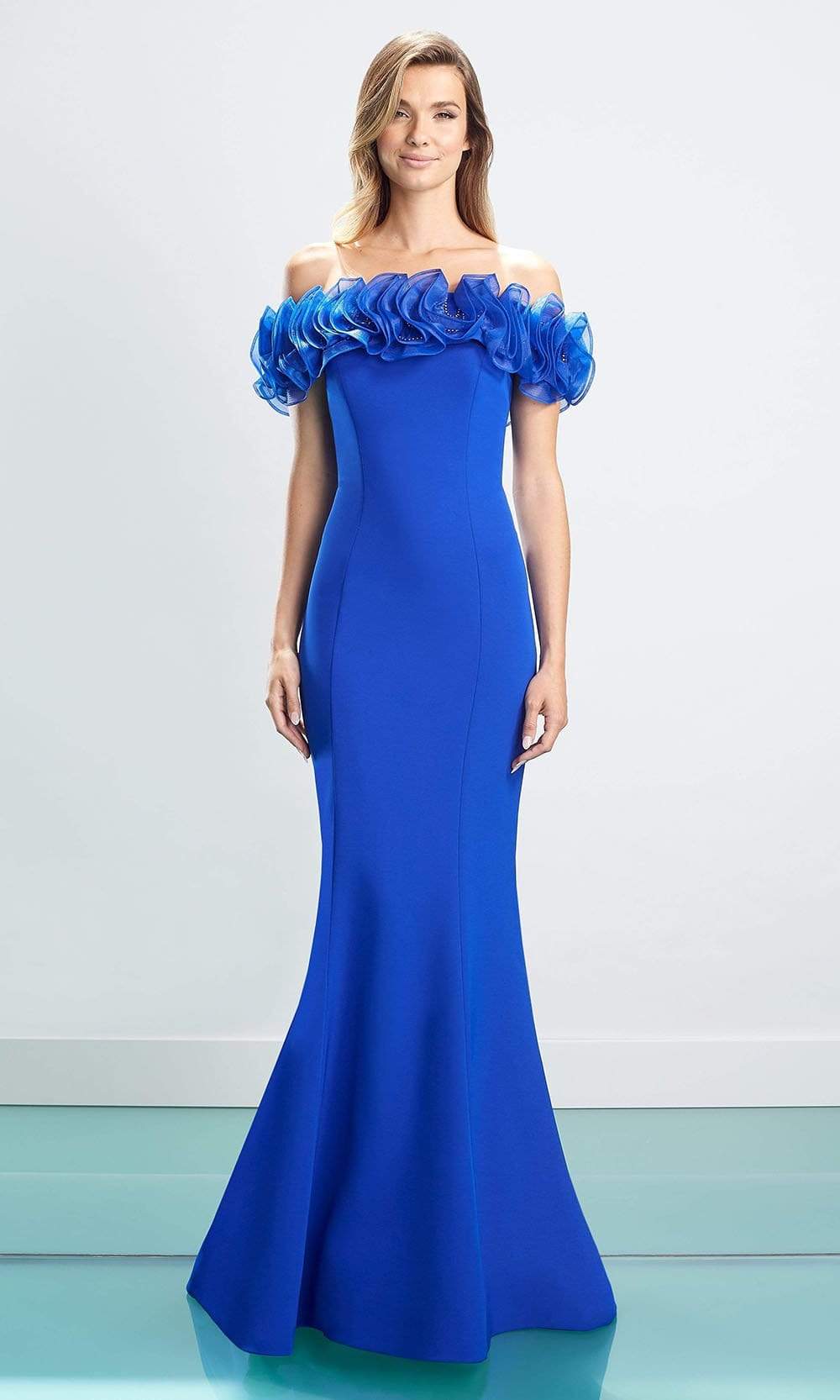 1461 Ruffled Off Shoulder Long Gown