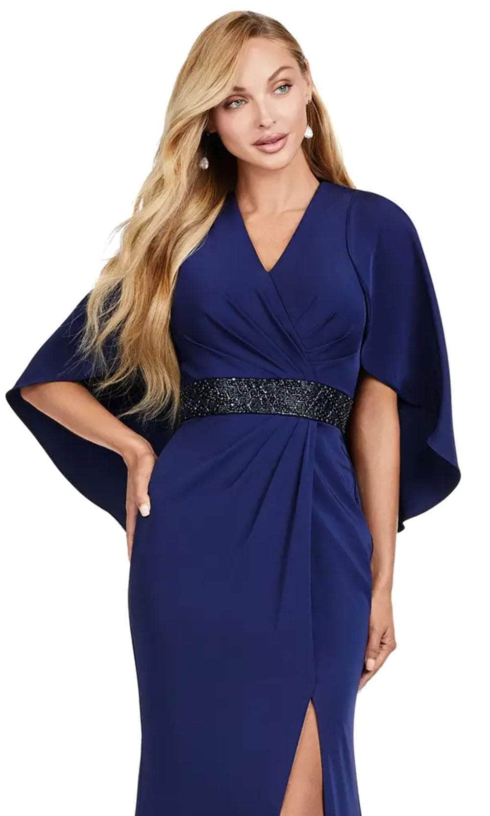 Cape V Neck Gown