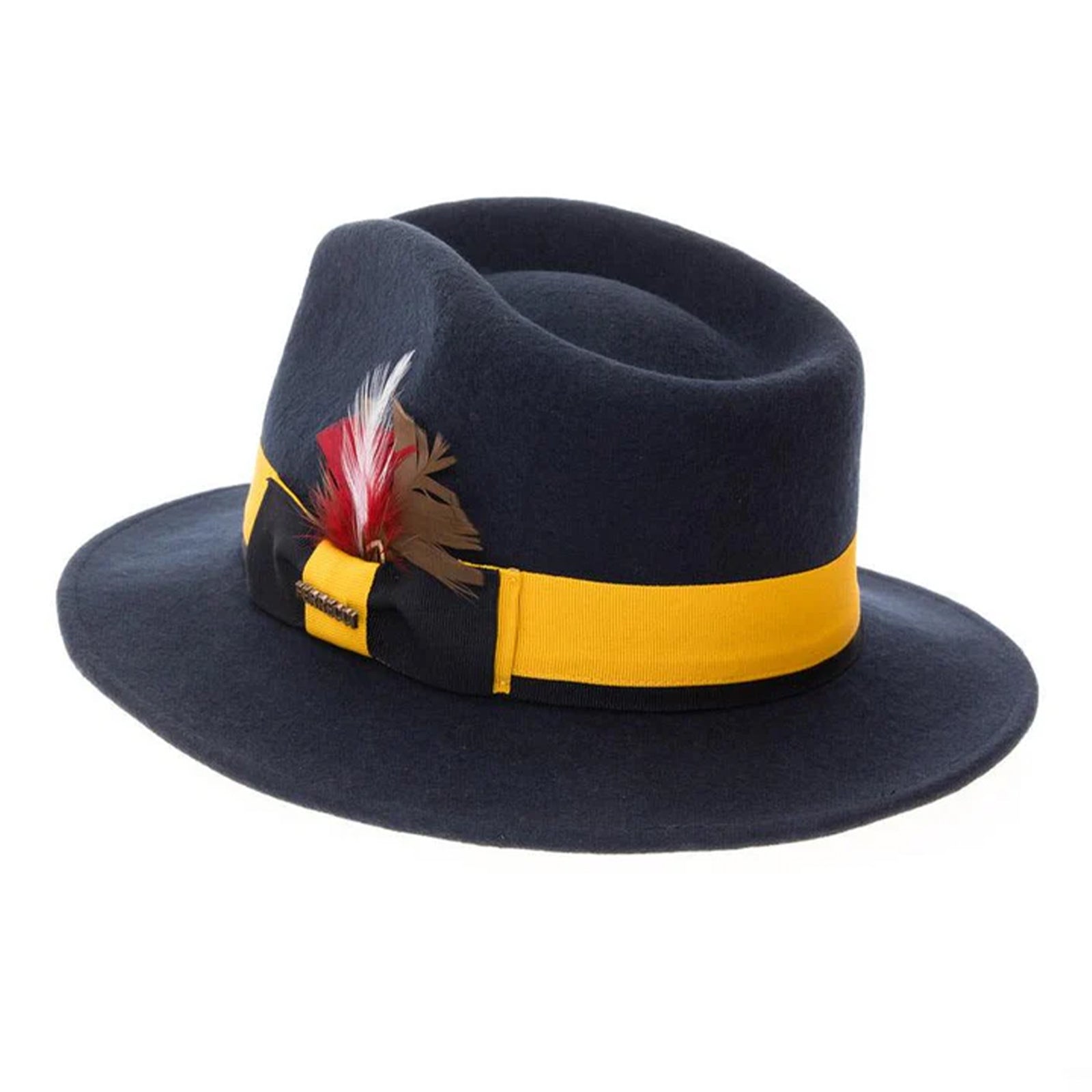 Men’s Classic Two Tone Fedora Dress Hat in Navy & Gold