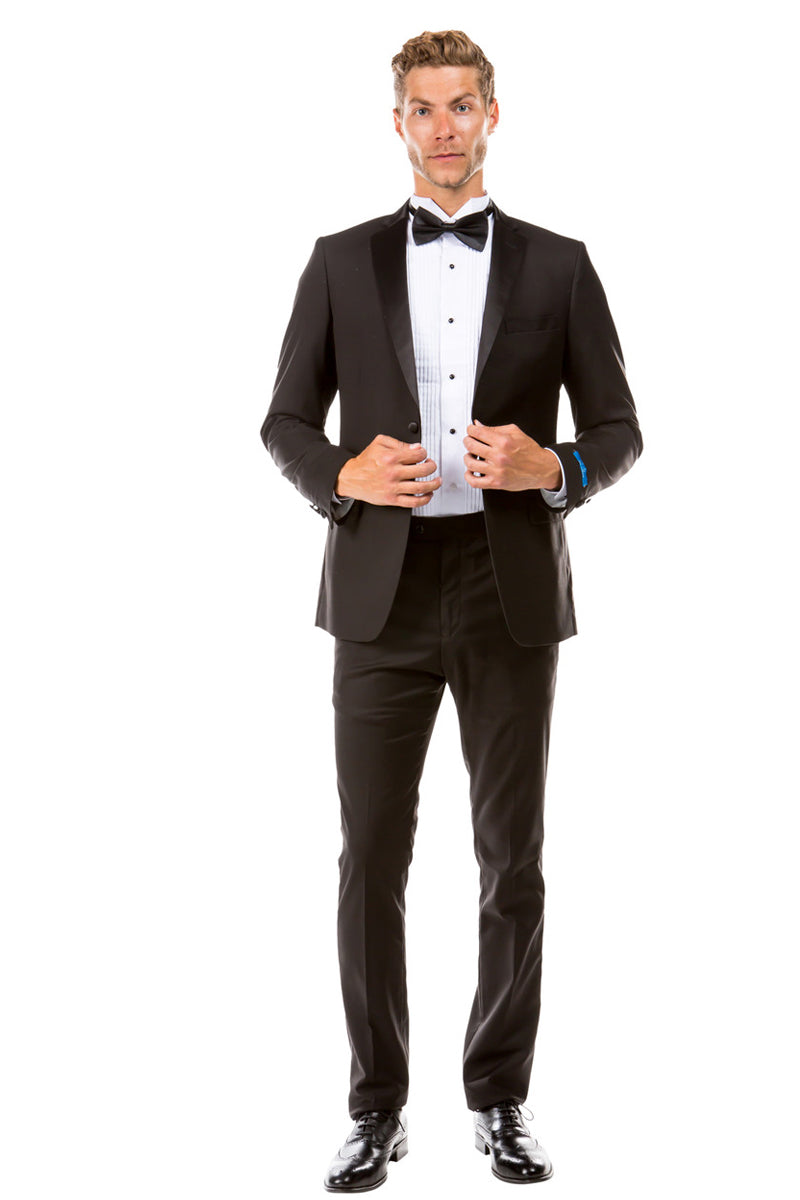 Men’s Two Button Slim Fit Prom & Wedding Tuxedo in Black