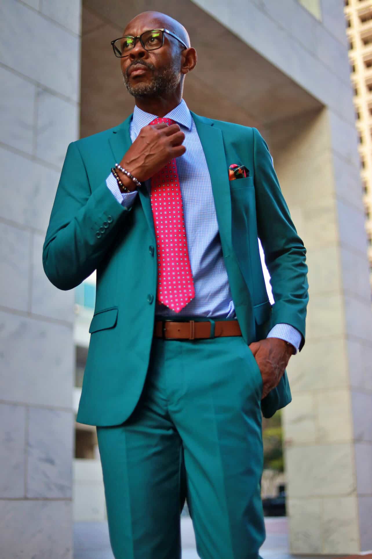 Men’s Basic 2 Button Slim Fit Wedding Suit in Teal Green