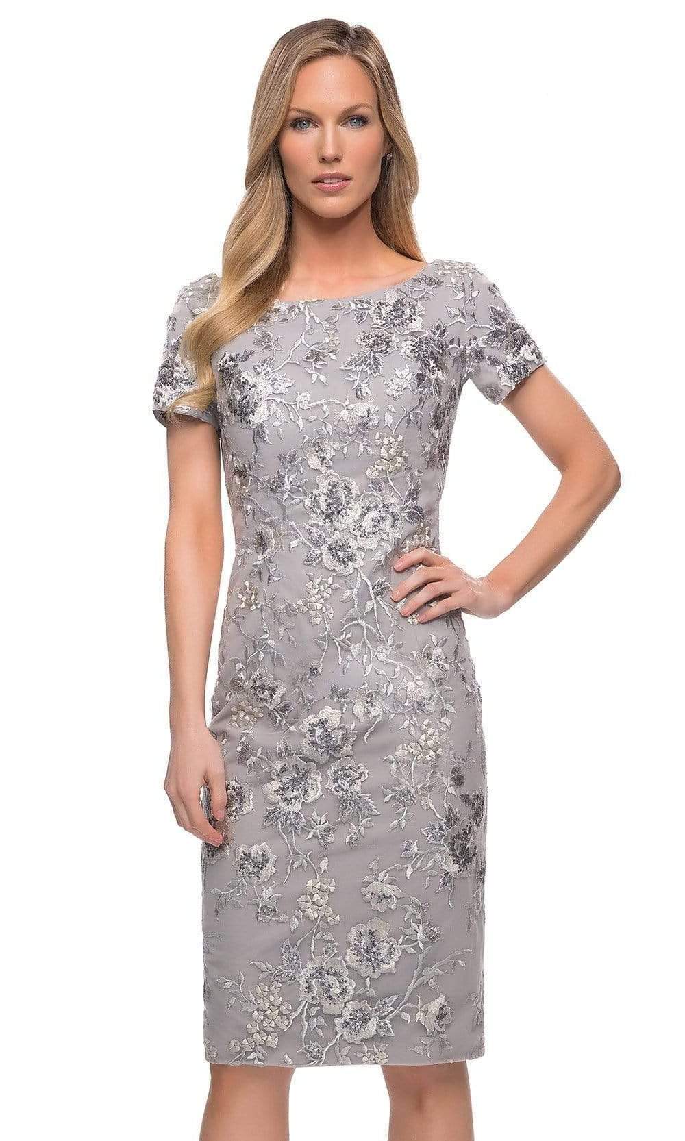 29824 Short Sleeve Floral Embroidered Midi Dress