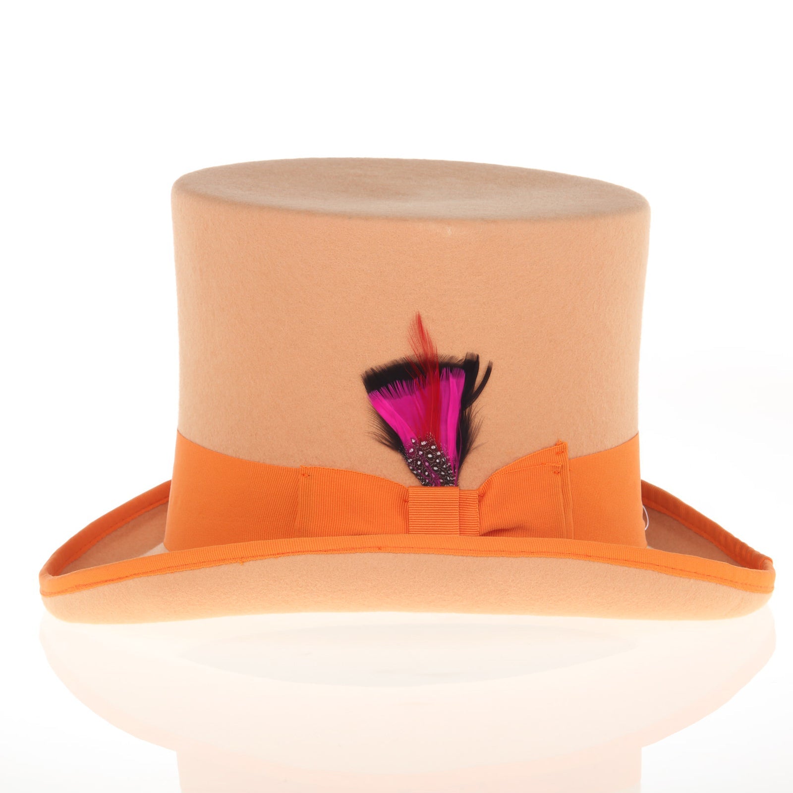 Men’s Tall 100% Wool Dress Top Hat in Orange