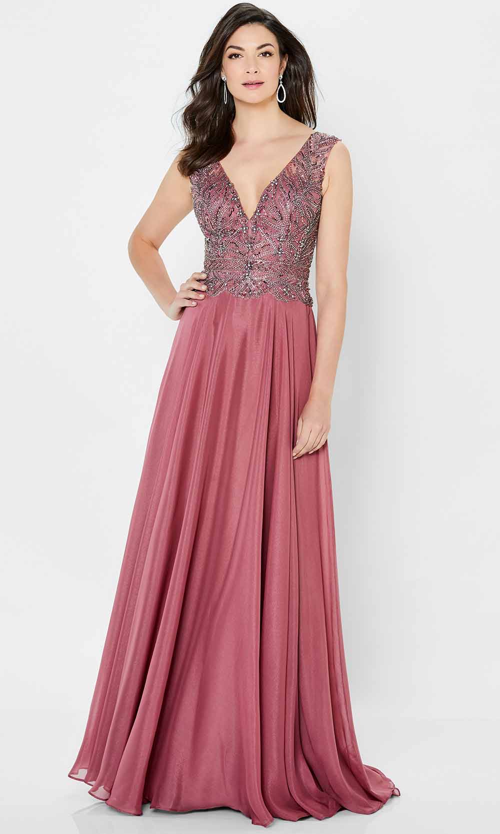 Beaded Tulle Flowy A Line Dress