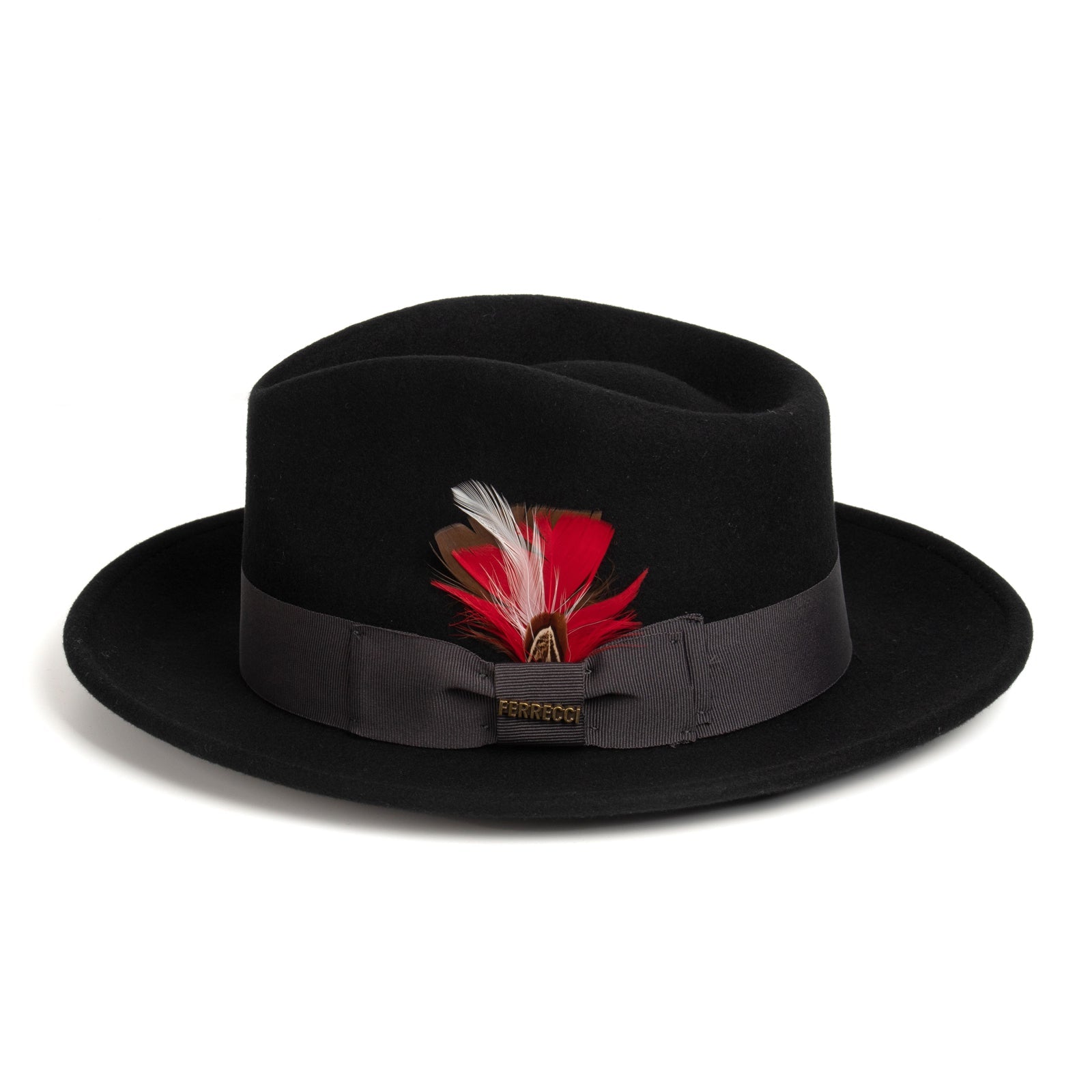 Mens Classic Wool Fedora Dress Hat in Black