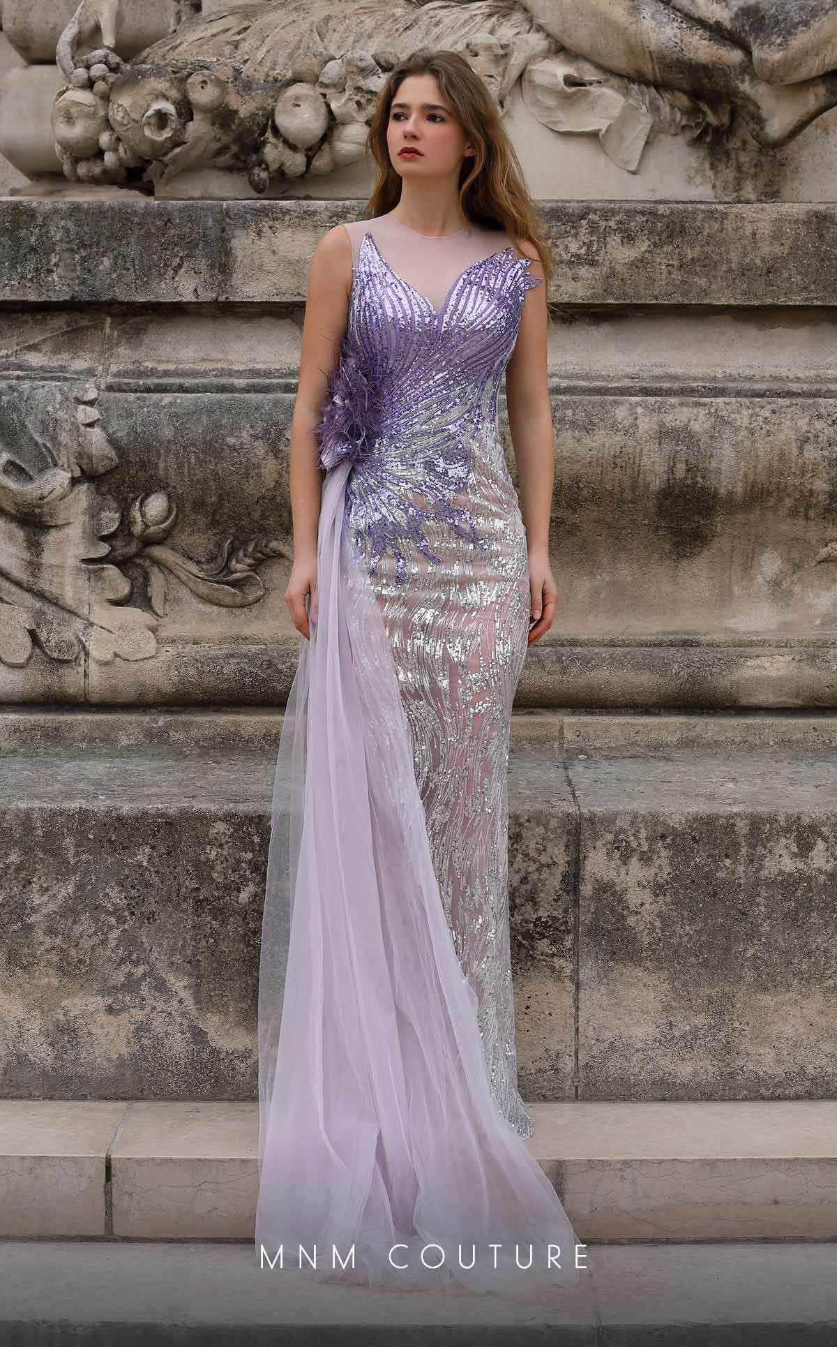 Illusion Neckline Embellished Gown