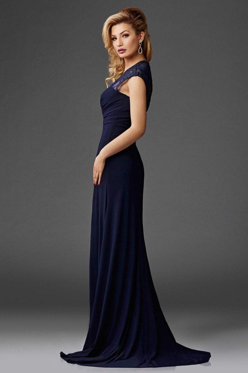M6412 Embellished V Neck Evening Gown