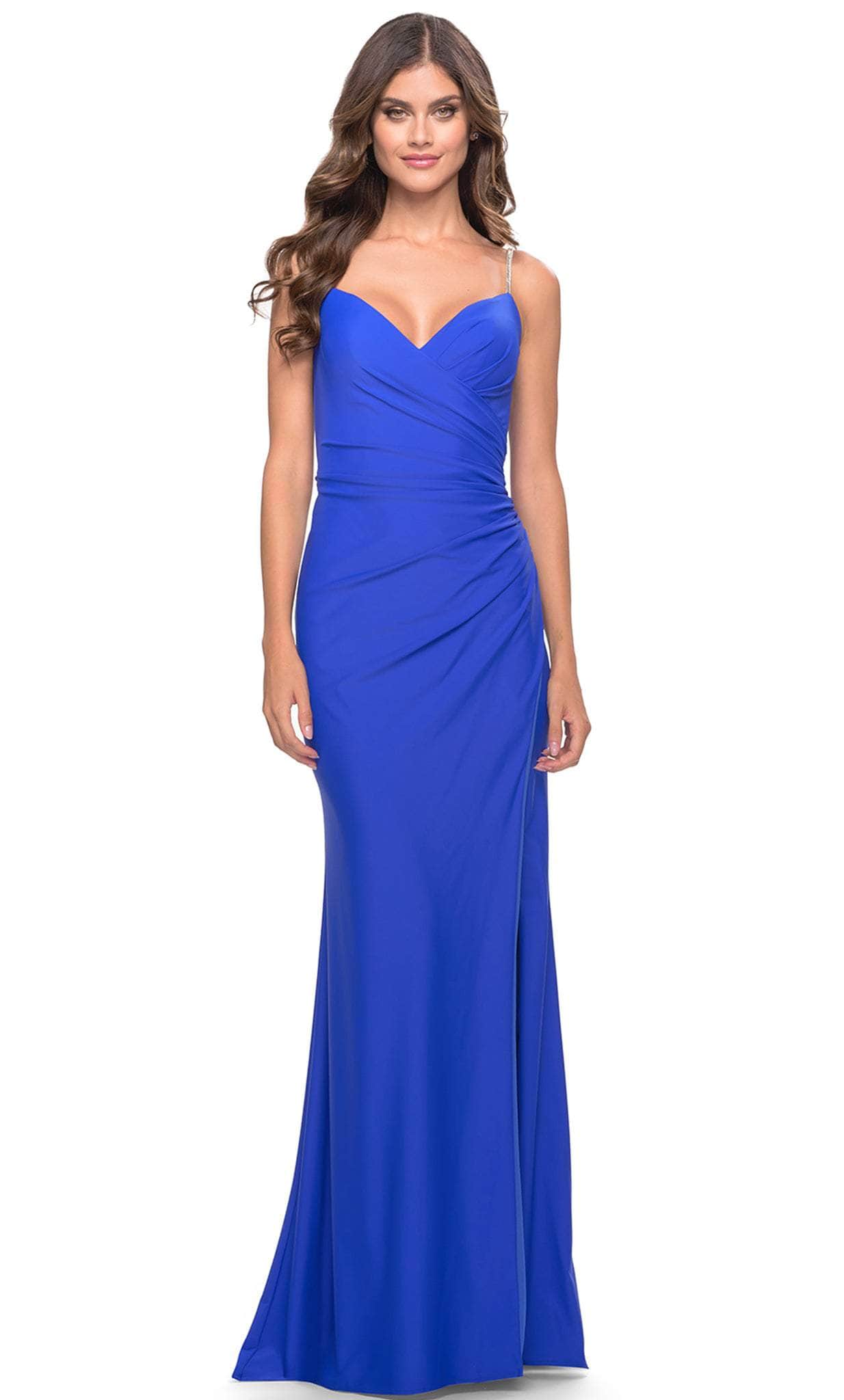 V-Neckline Ruched Evening Dress
