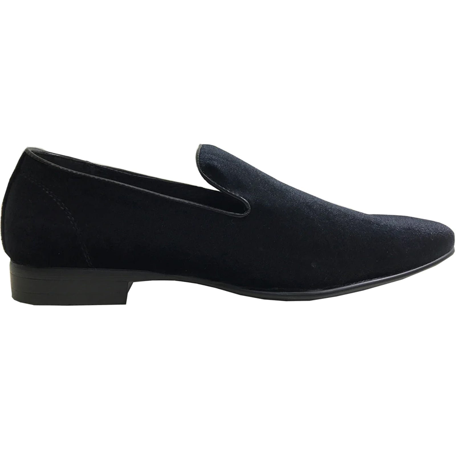 Mens Modern Slip On Velvet Tuxedo Loafer in Black