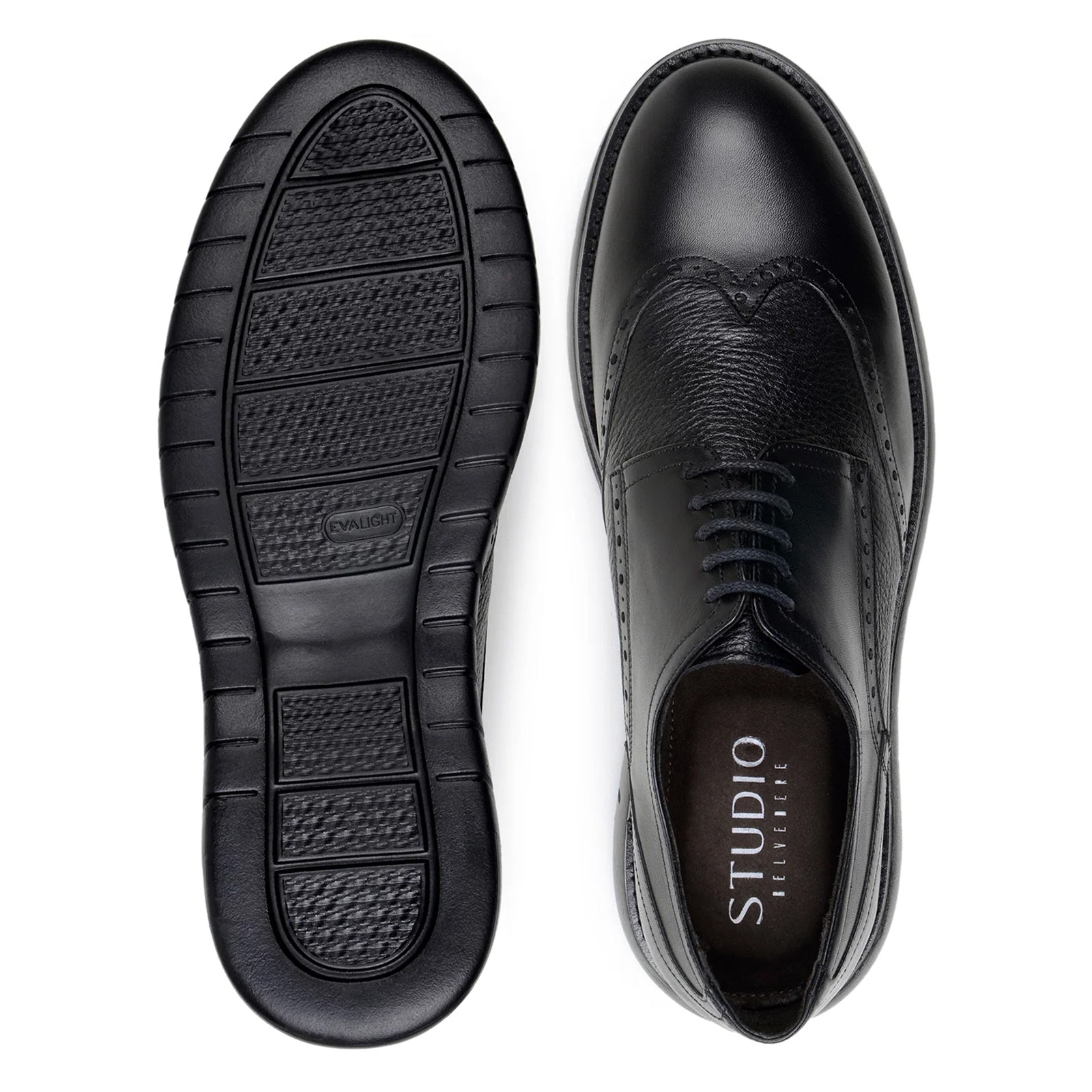 Men’s Belvedere Enzo Nappa Leather Casual Wingtip Dress Shoe in Black