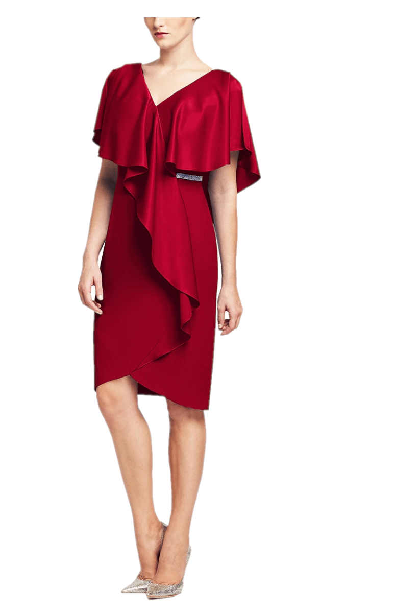 609 Drape Short Sleeve Cocktail Dress