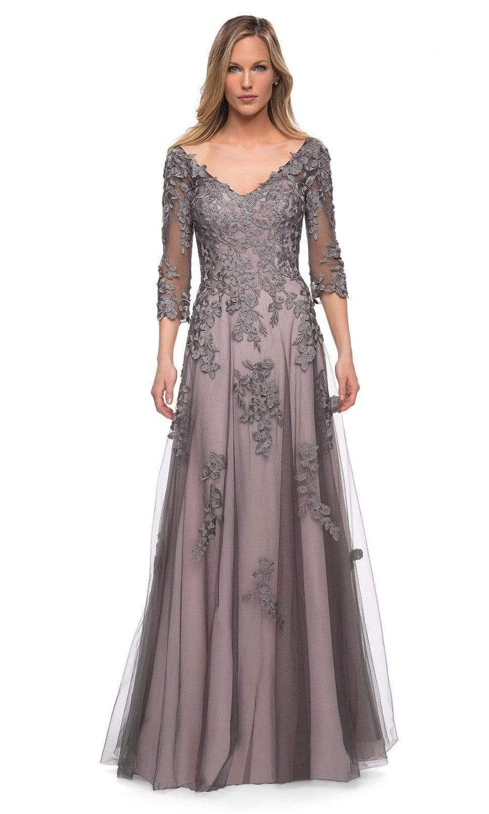 29205 Floral Embroidered A-line Gown