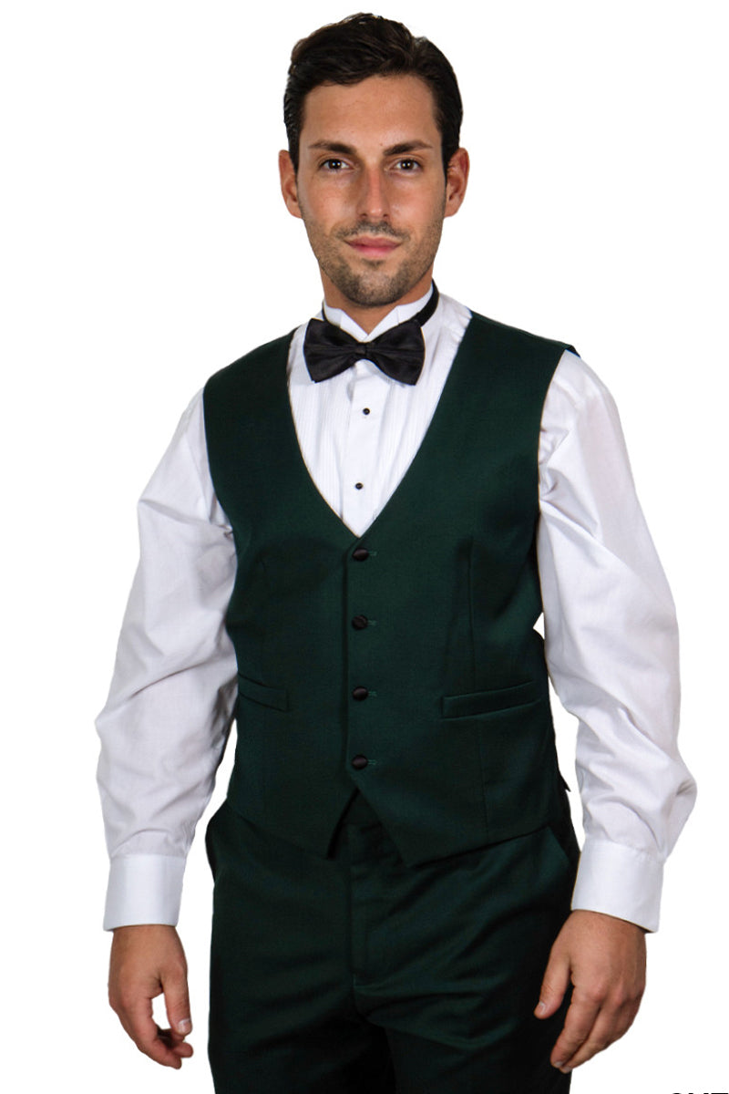 Men’s Stacy Adams Vested One Button Shawl Lapel Tuxedo in Hunter Green